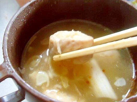レンジで作る　ホルモンのねぎスープ